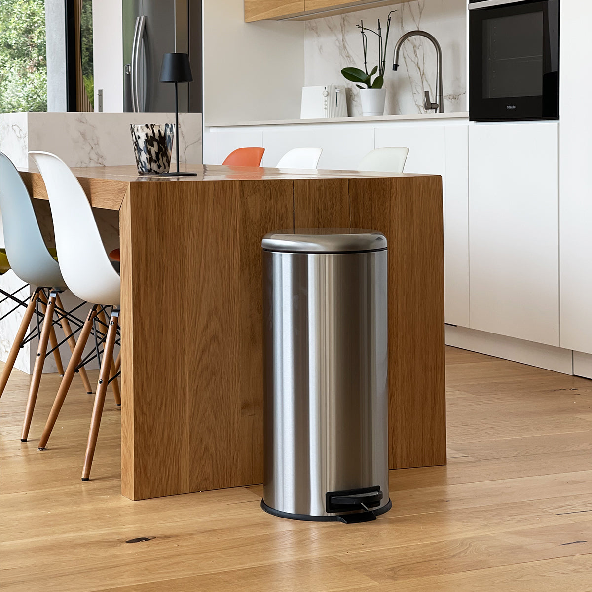 pedal bin 30l URBAN 30L basic brushed stainless steel kitchen pedal bin with domed lid bucket