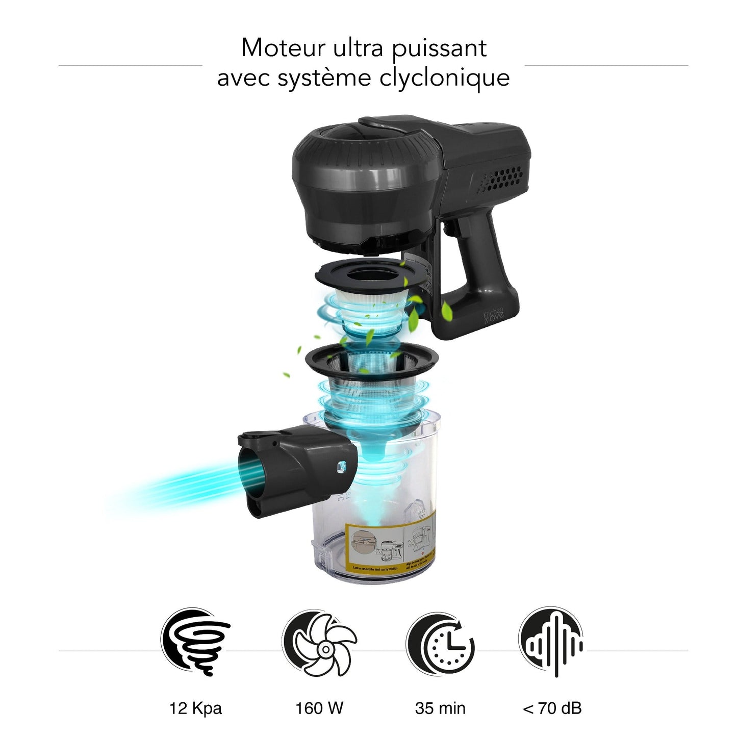 Aspirateur balai sans fil 2 en 1 multifonction sans sac 2 vitesses puissant léger silencieux 160W avec brosse LED - REDDECO.com