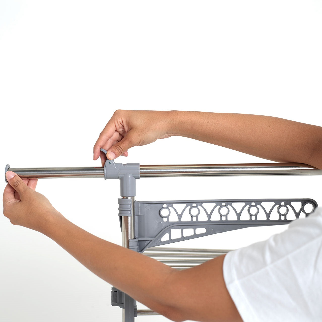 Séchoir à linge étendoir multifonction 30M EXTRA 4 niveaux Gris et Inox - REDDECO.com