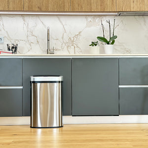 Automatischer Kücheneimer 58L MAJESTIC SILVER mit großem Fassungsvermögen aus gebürstetem EDELSTAHL mit Umreifung