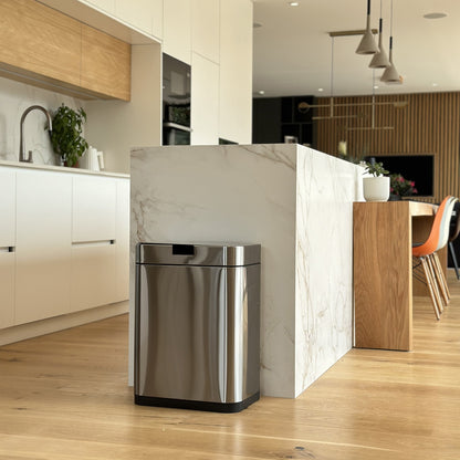 Design automatic kitchen bin 60L DAYTONA in stainless steel with strapping