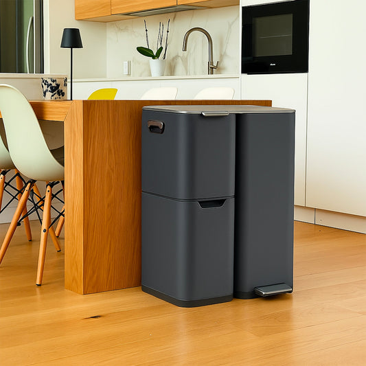 SONGMICS Poubelle de cuisine, système de tri sélectif, 3 x 18 L SONGMICS Poubelle de cuisine, système de tri sélectif, 3 x 18 L