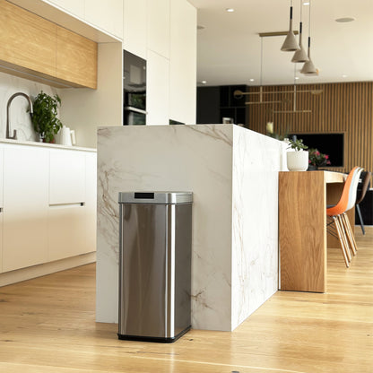 PARKSIDE design automatic kitchen bin 50L in stainless steel with strapping