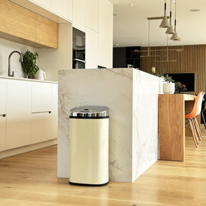 Automatischer Kücheneimer 42L LARGO Crème glänzend in Edelstahl mit Umreifung